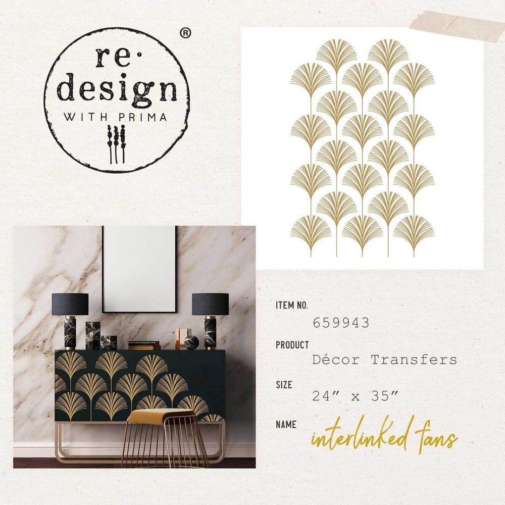 Redesign with Prima Decor Transfer ~ INTERLINKED FANS 24” x 35”
